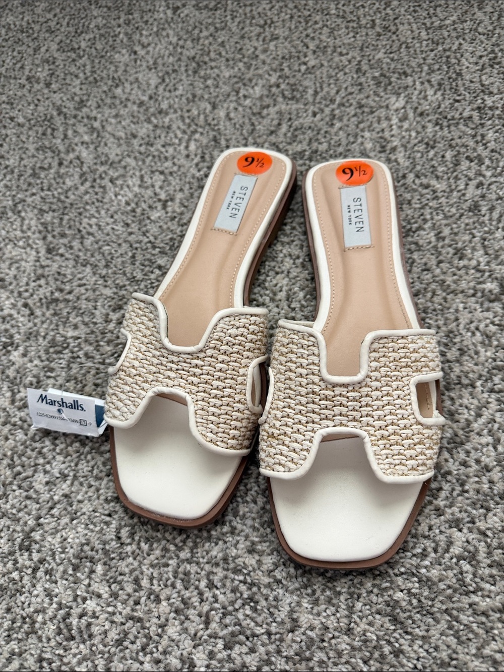 STEVEN New York Cream Beige Woven Slide Mules size 9 1/2 - Picture 1 of 6